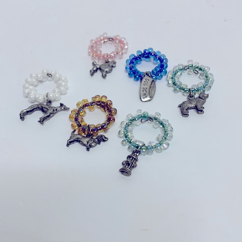 Beaded Dog Charm Wine Bottle Accessories | Dog Breeds Silver Dangles Drink Charm